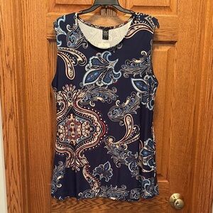 Lildy Blue Paisley Printed Pocket Swing Tunic